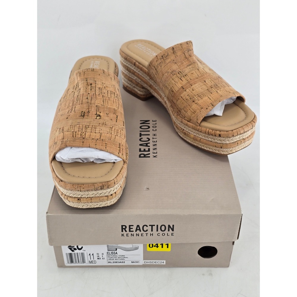 Kenneth Cole Reaction Elissa Sandals Womens 11 Natural Cork Espadrille - NEW